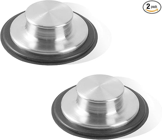 (2-Pack) Stainless Steel Kitchen Sink Stoppers - 3.35” x 1.18” Universal Fit Sink Drain Stoppers- with Strong Rubber Seal and Round Knob Grip - Suitable Replacement for InSinkErator STP-SS Stopper