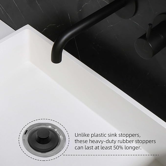 (2 Pack) Exact Replacement for InSinkErator STP-PL/STPPL Black Rubber Sink Stopper for Garbage Disposal – Compatible with Standard 3-1/2" Drains from Kohler, Waste King, Whirlpool, and More