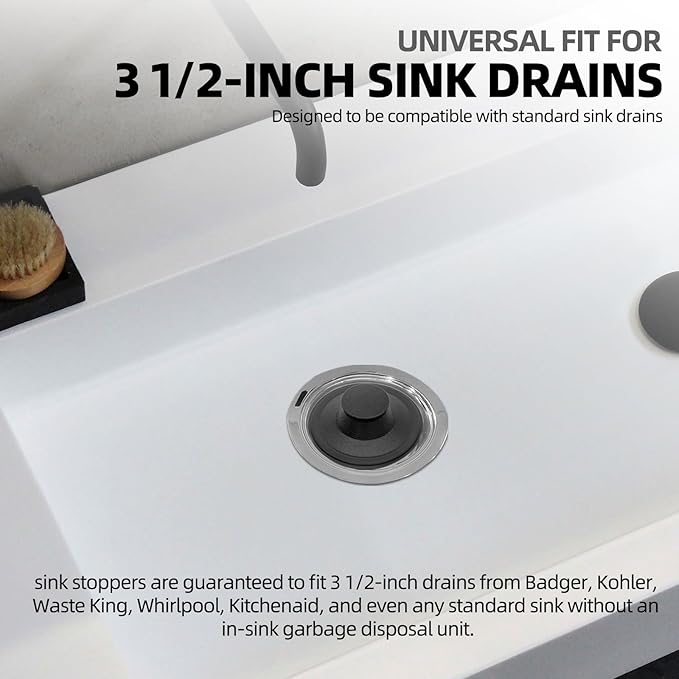 (2 Pack) Exact Replacement for InSinkErator STP-PL/STPPL Black Rubber Sink Stopper for Garbage Disposal – Compatible with Standard 3-1/2" Drains from Kohler, Waste King, Whirlpool, and More